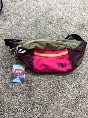 Helly Hansen Colorblock Hip Pack in Olive, Magenta & Plum with Yellow Accents